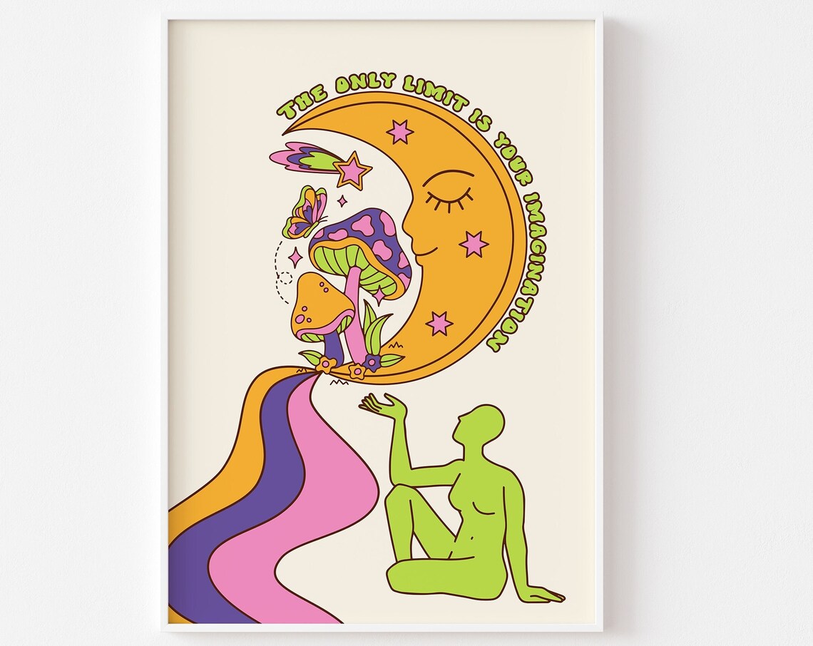 Psychedelic Universe Imagination Retro 70s Art Print