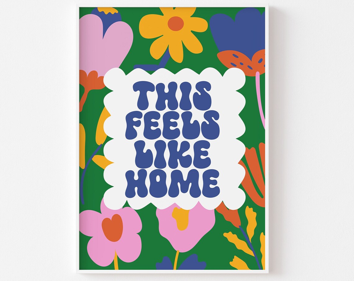 This Feels Like Home Typography Art Print, Retro Quote