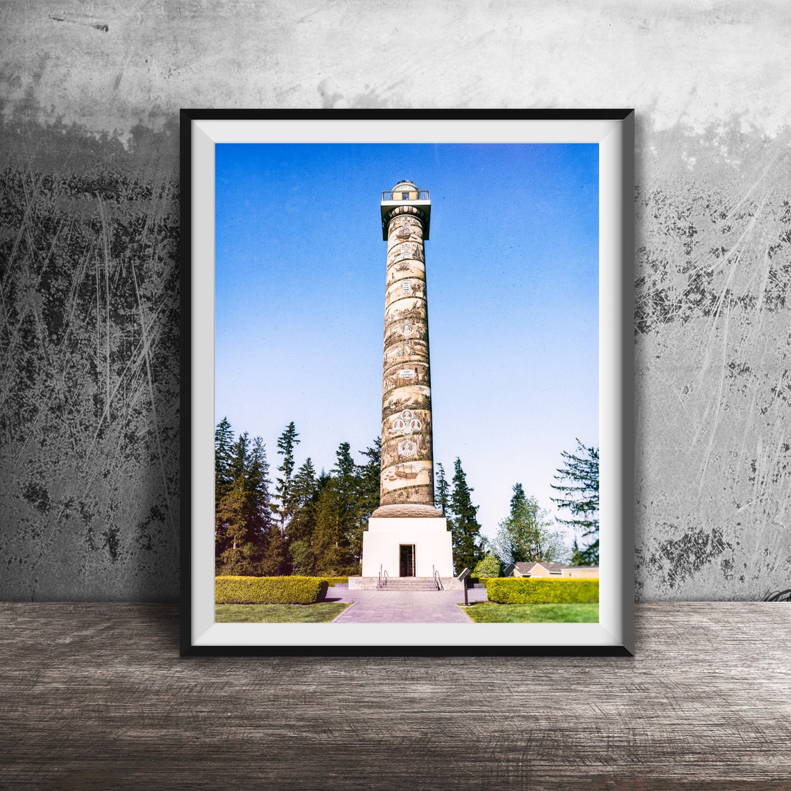 Astoria Column Oregon Painted Spiral Tower Monument View Poster