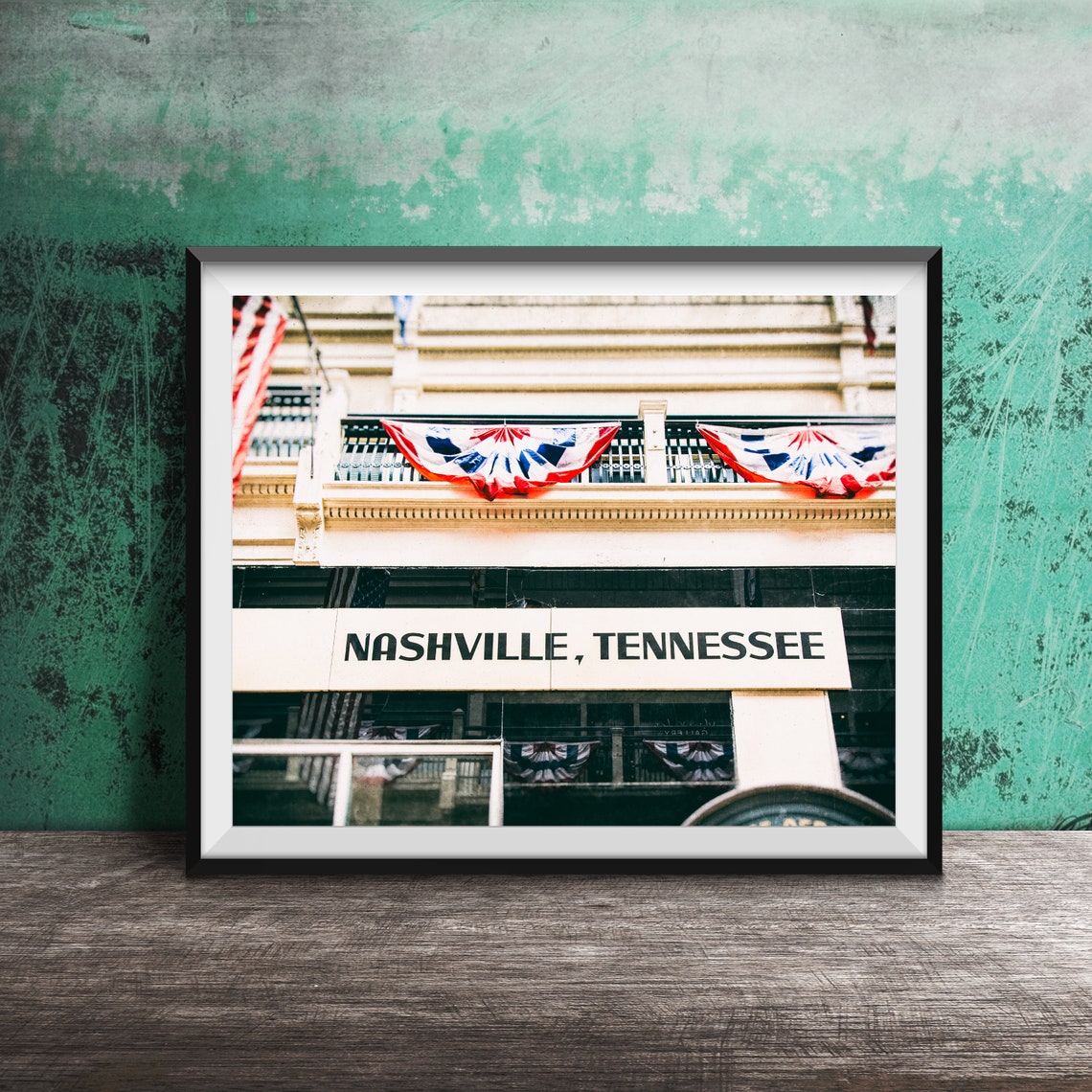 Nashville Tennessee Historic Facade Patriotic Bunting Photo Poster