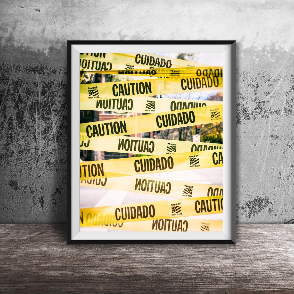 Caution Cuidado Yellow Warning Tape Photography Decor Poster