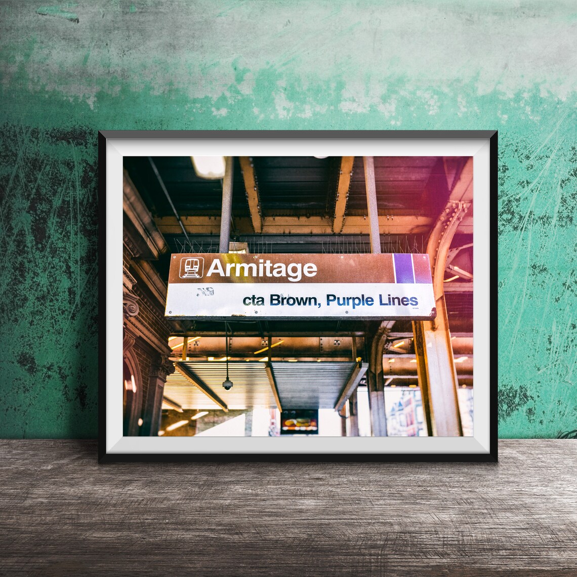 Armitage Chicago CTA Station Brown Purple Line Sign Photography Poster