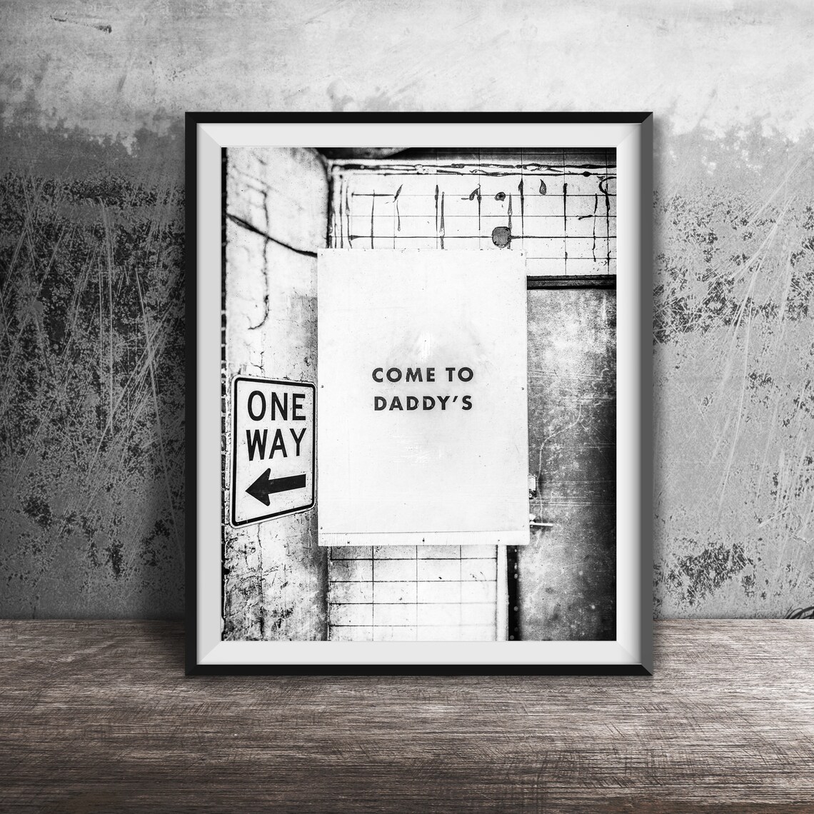Come to Daddy's Cheeky Yellow Sign Red Door Street Photo Print - Image 2