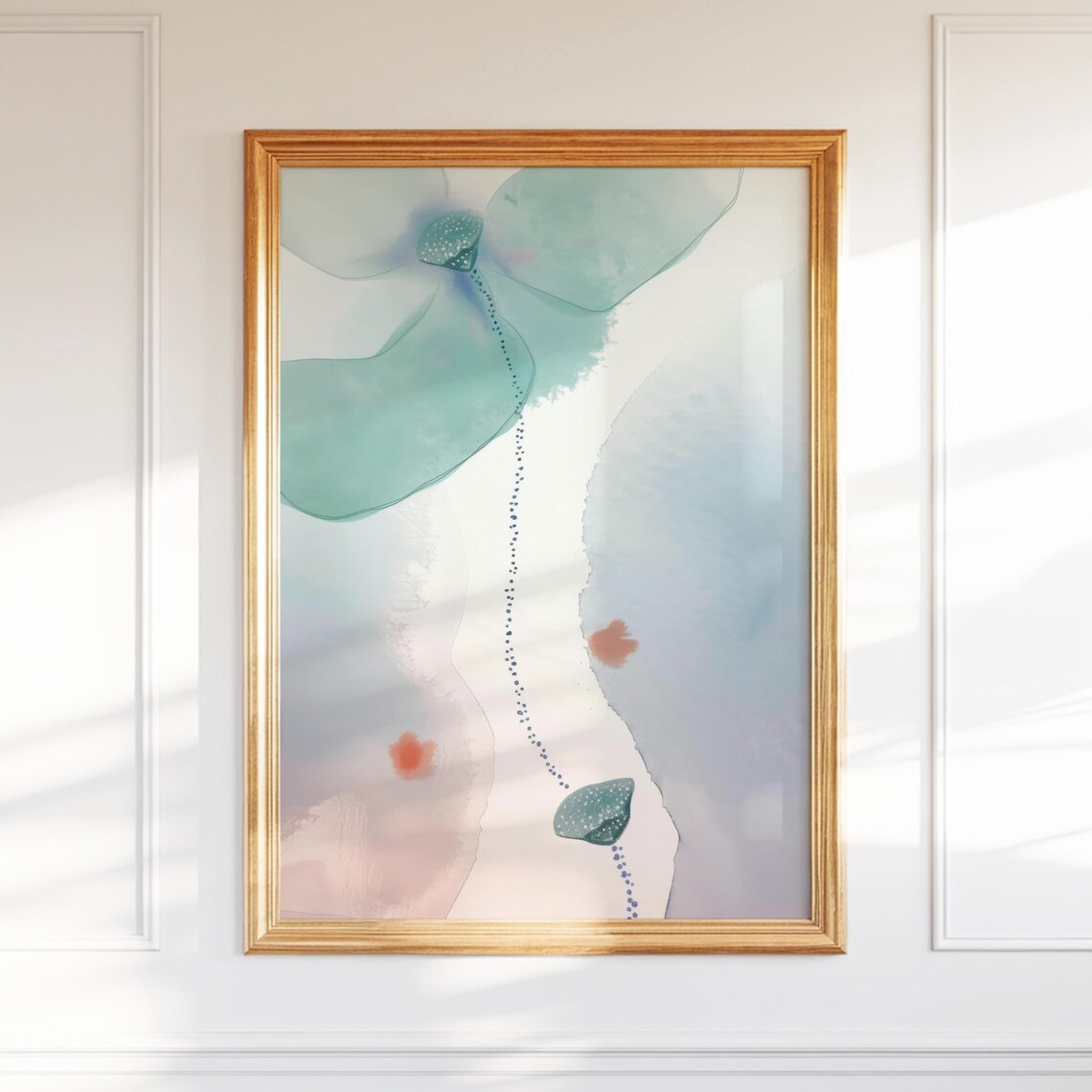 Pod and Petals Zen Botanical Ink Minimalist Watercolor Poster