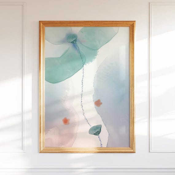 Pod And Petals Wall Art Modern Zen Botanical Print In Asian Ink Style Minimalist Watercolor Painting For Tranquil Natural
