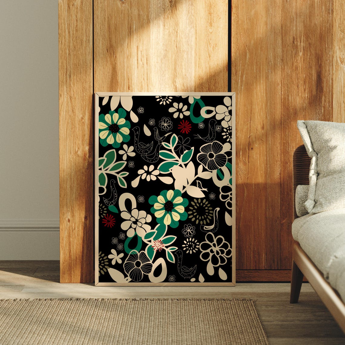 Floral Pattern Wall Art Scandinavian Botanical Modern Natureinspired Design Folk For Home Decor