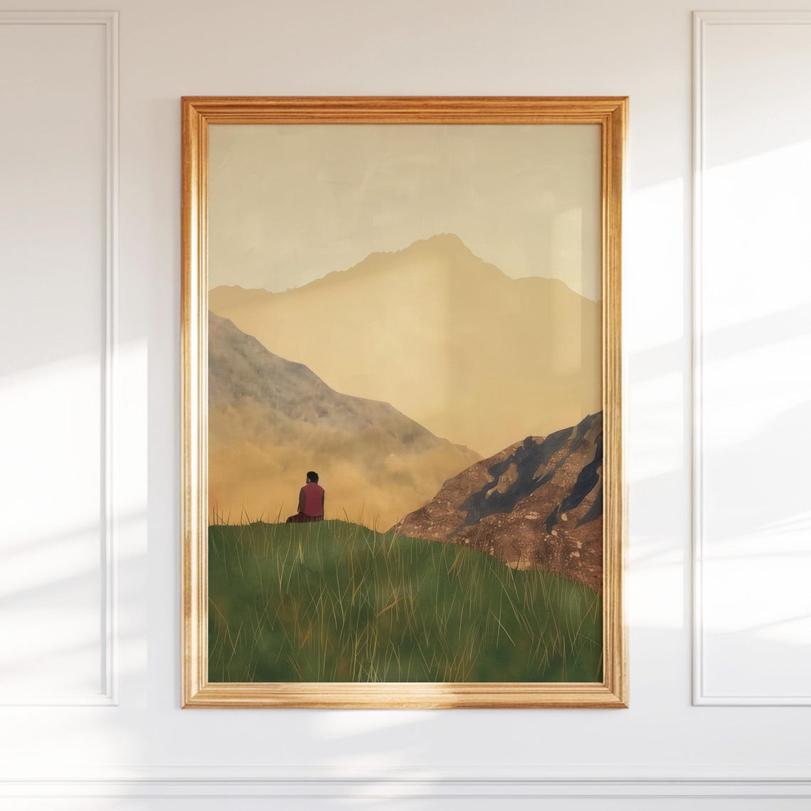 Serene Mountain View Tranquil Landscape Wall Art Minimalist Nature Meditation Poster Abstract Calm Decor