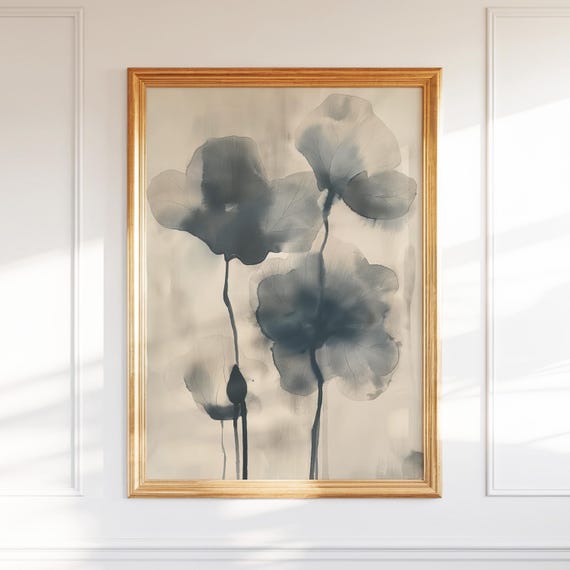 Ink Wash Leaves Wall Art Minimalist Botanical Zeninspired Print For Tranquil Interiors Asian Home Decor Poster