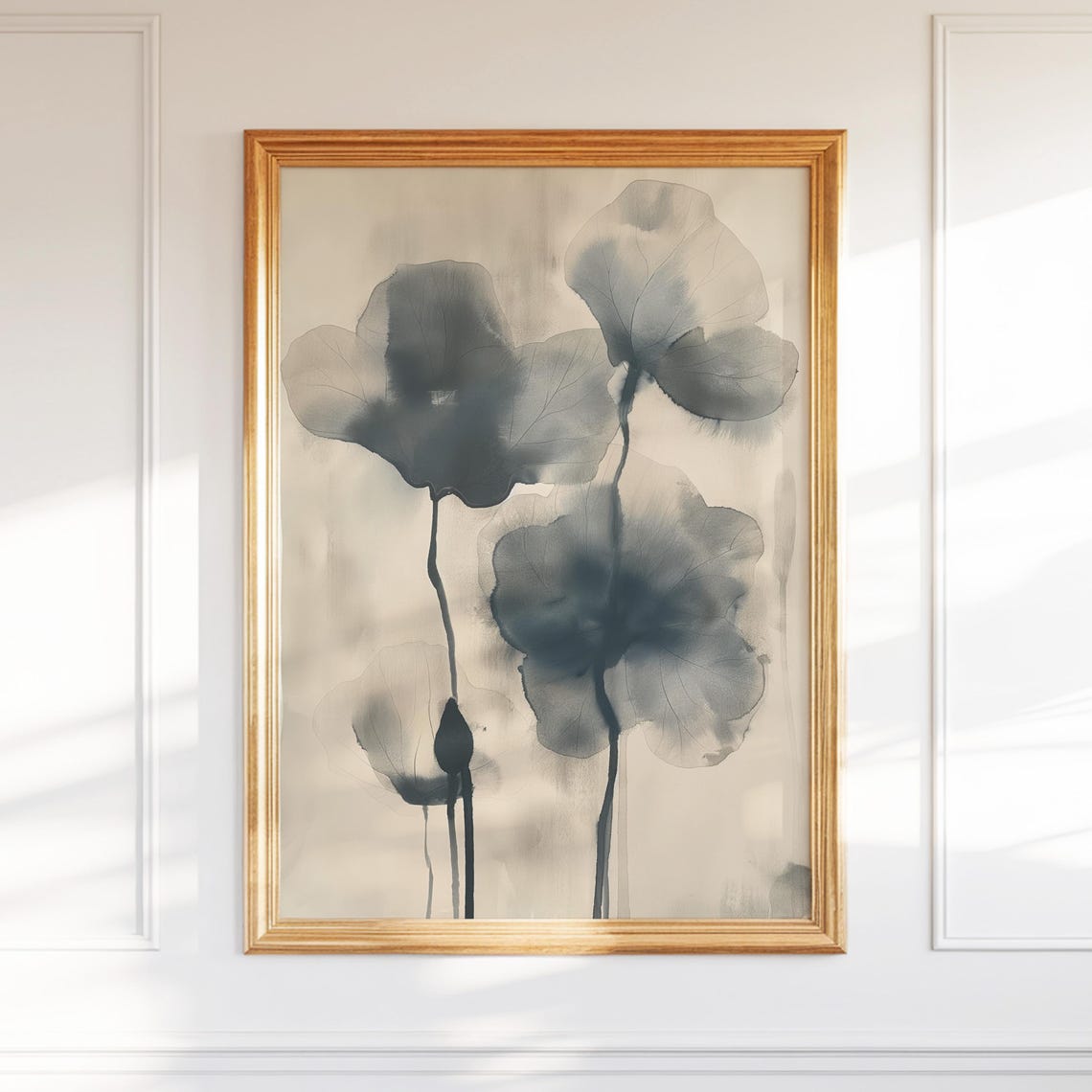 Ink Wash Leaves Wall Art Minimalist Botanical Zeninspired Print For Tranquil Interiors Asian Home Decor Poster