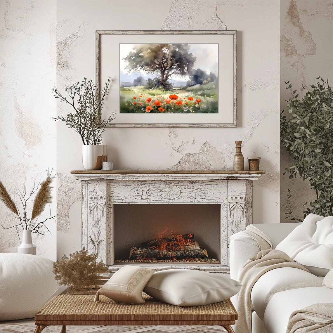 Summer Landscape Print, Spring Meadow Poppy Field - Image 2