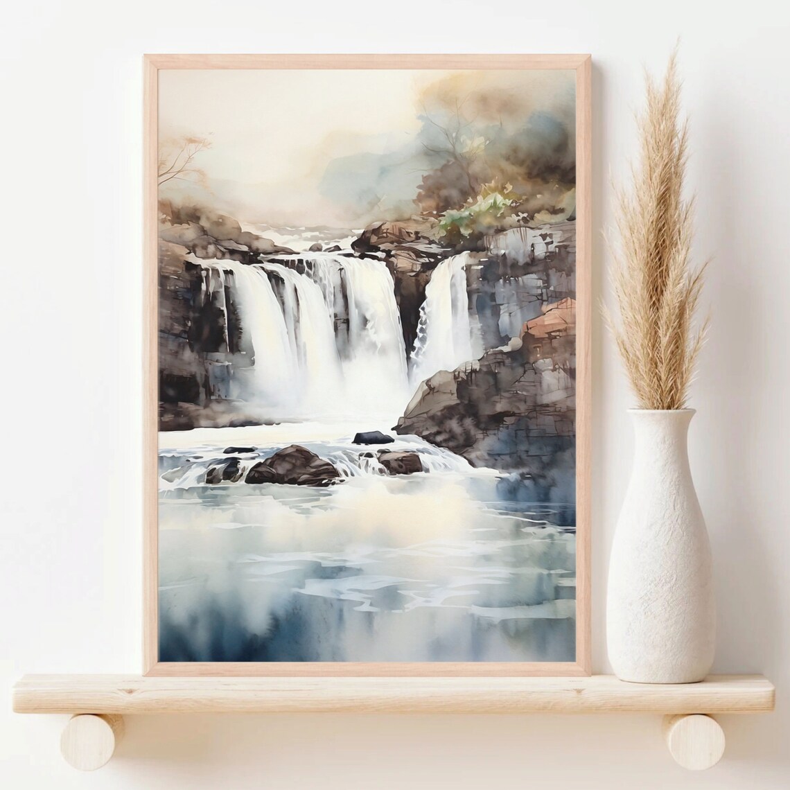 Island Waterfalls Watercolor Art Print, Nature Decor - Image 5