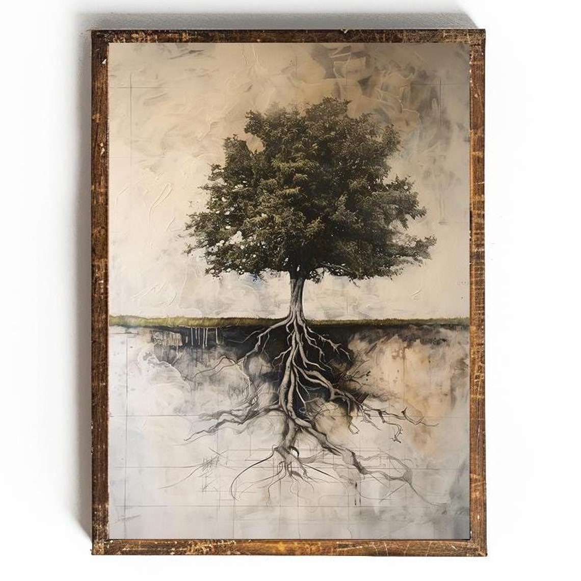 Tree Cross Section with Roots Vintage Botanical Study Poster