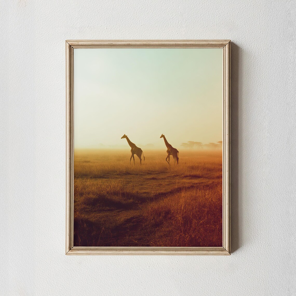 Golden Giraffe Savannah Print African Wildlife Art