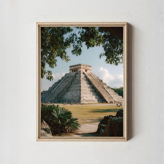 Chichen Itza Pyramid Print Mayan Architecture Wall Art