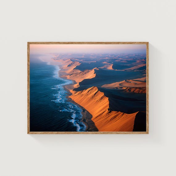 Namibia Coast Print Aerial Namib Desert And Atlantic Ocean Fine Art
