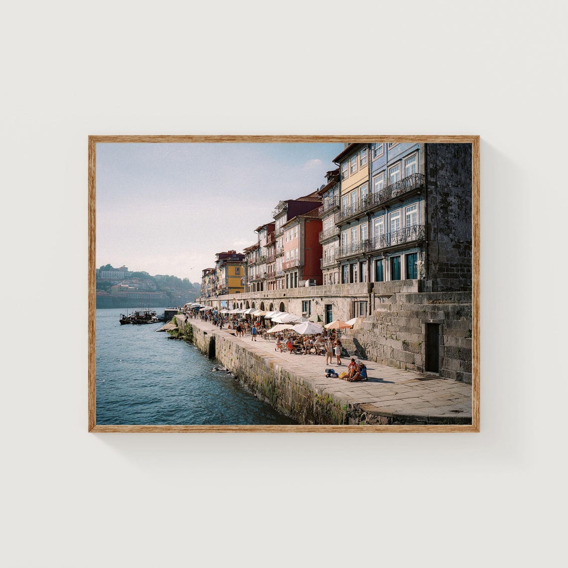 Colorful Historic Riverside Quay with Tiled Houses Photography Poster