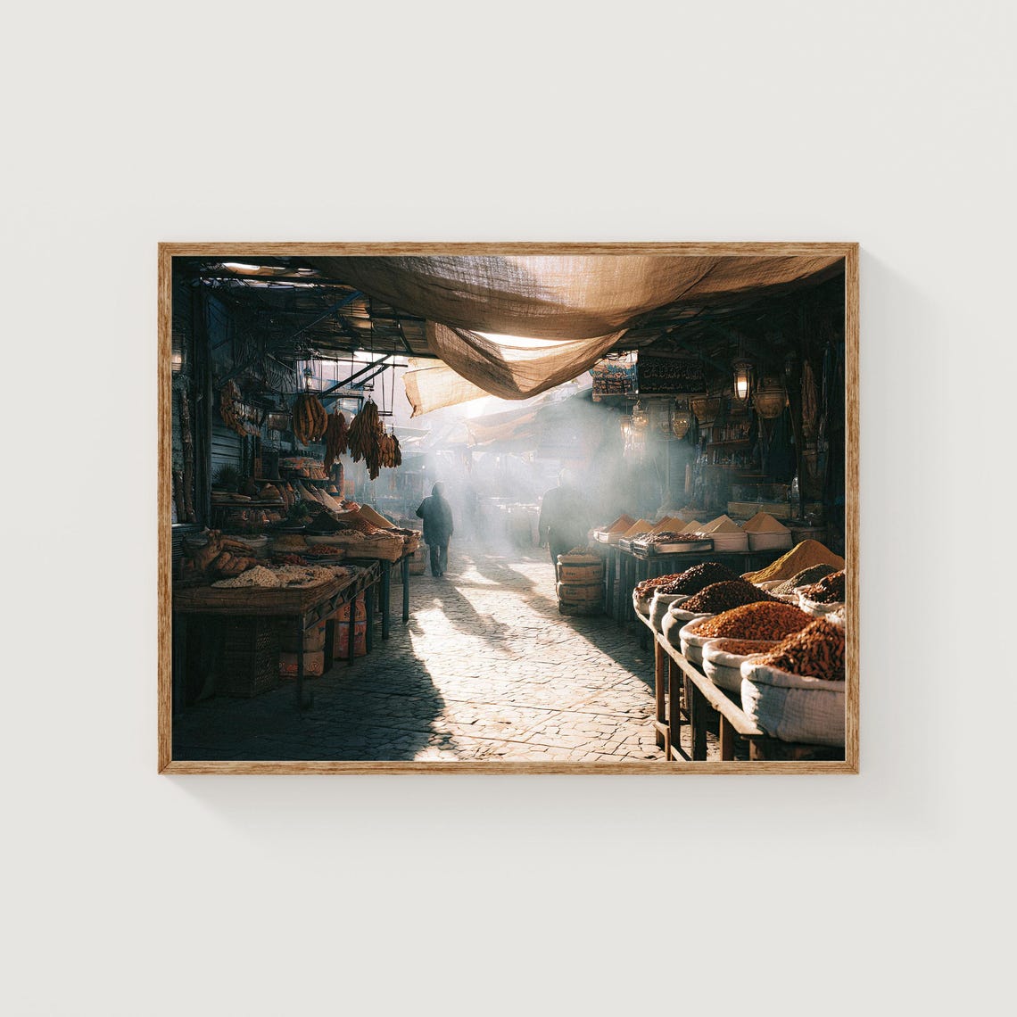 Marrakech Souk Spice Market Golden Light Morocco Photography Poster