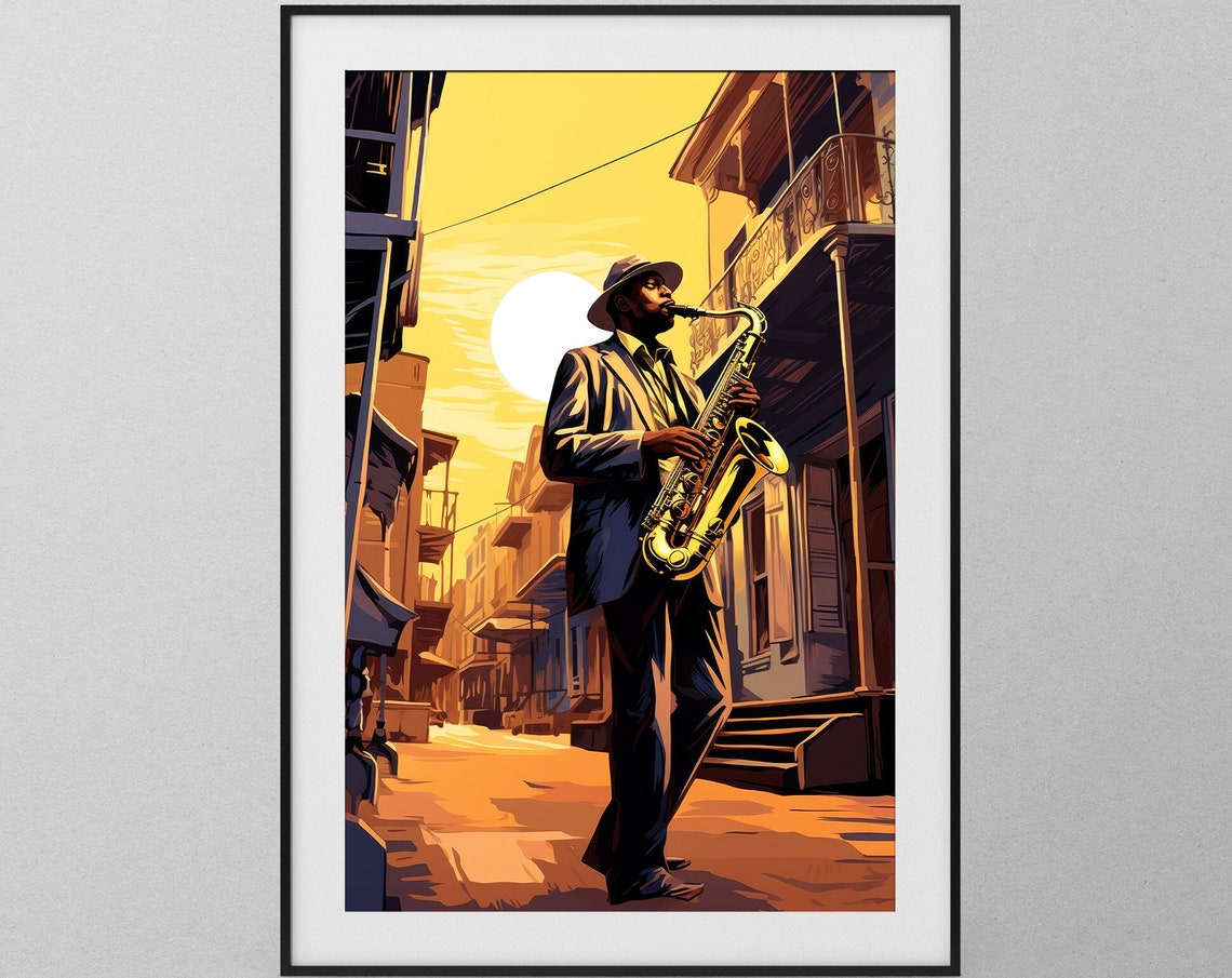 Vintage Saxophone Poster Retro Music Decor Jazz Poster Jazz Artist New Orleans Poster Jazz Musician Poster Street Musician Poster - Image 7