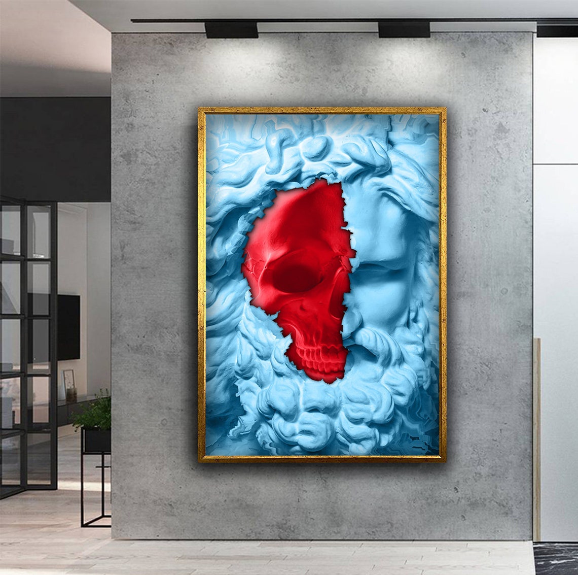 Zeus Statue Red Skull Torn Marble Greek Mythology Dark Art Poster - Image 5