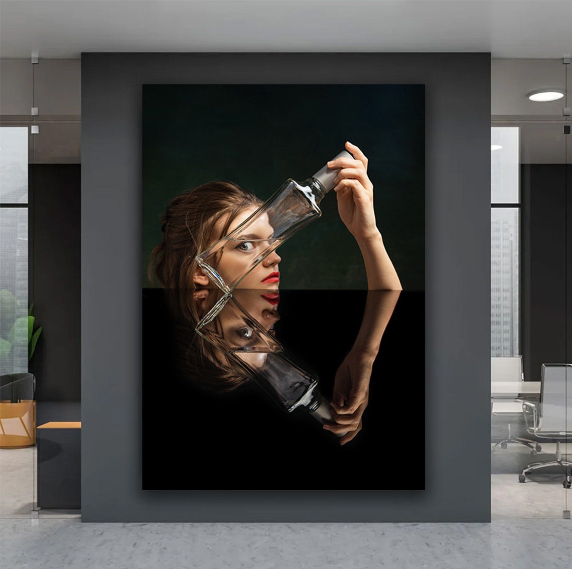 Woman Holding A Bottle Art Blonde Woman Print Woman Painting Woman Portrait Art Beatiful Girl Modern Art