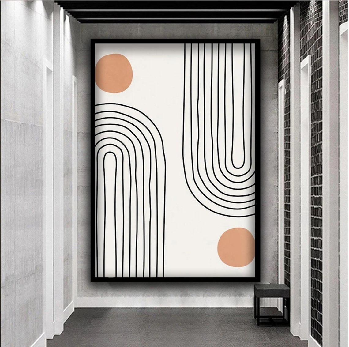 Boho Terracotta Circles and Black Line Arches Minimal Wall Poster - Image 5