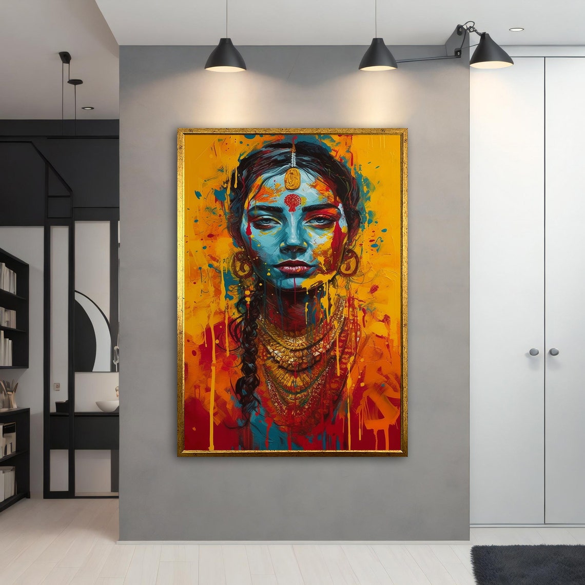 Colurful Asian Woman Asian Woman Wall Art Asian Woman With Blue Face Painting Ethnic Woman Art Woman - Image 5