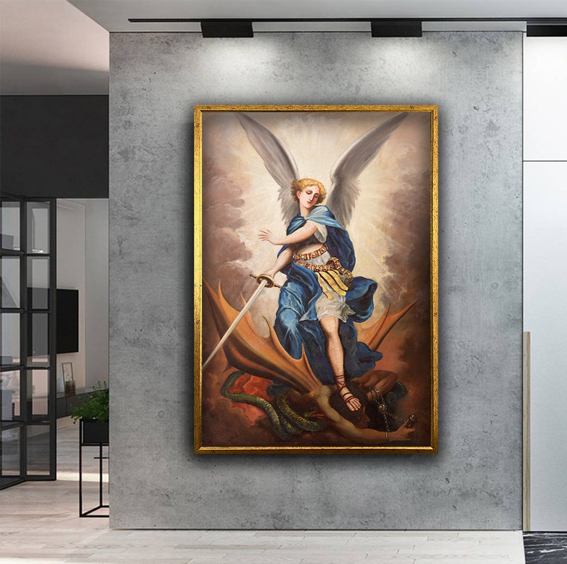 Archangel Michael Slaying the Dragon Baroque Religious Wall Art - Image 3