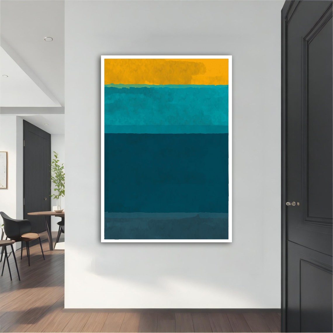 Rothko Style Yellow and Teal Color Field Abstract Art Poster - Image 4