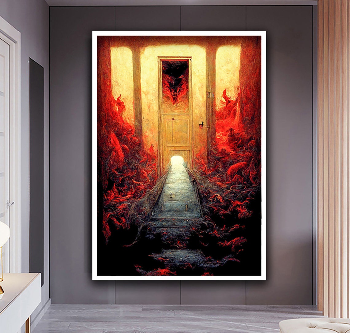 Hell Gates Fiery Doorway Dark Gothic Horror Flames Art Poster - Image 4