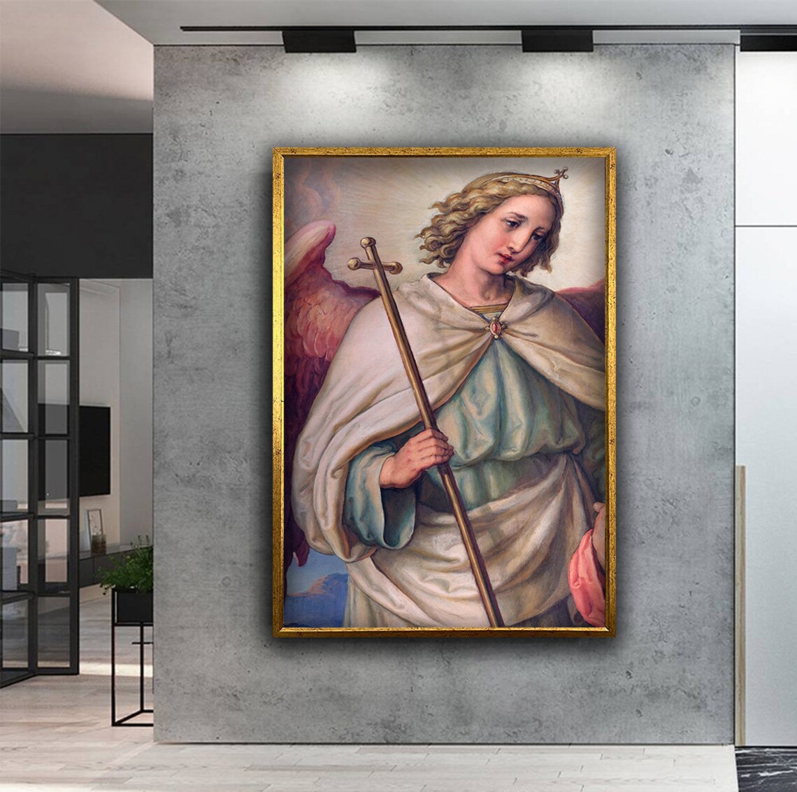 Classic Guardian Angel Religious Painting Vintage Style Wall Art