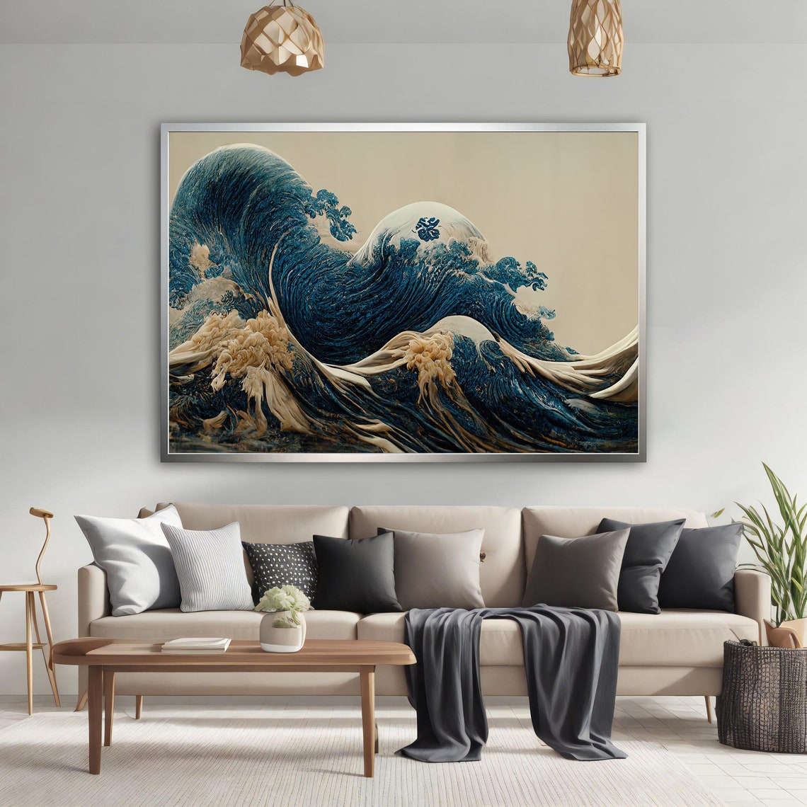 Great Wave Inspired Modern Japanese Ocean Wave Painting Art Poster - Image 4