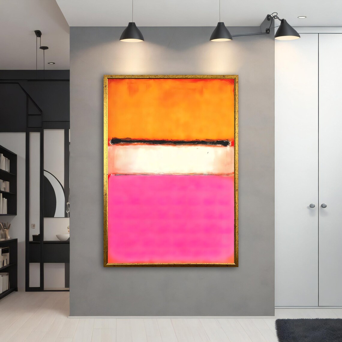 Bright Rothko Style Orange White Hot Pink Color Field Art Poster - Image 3