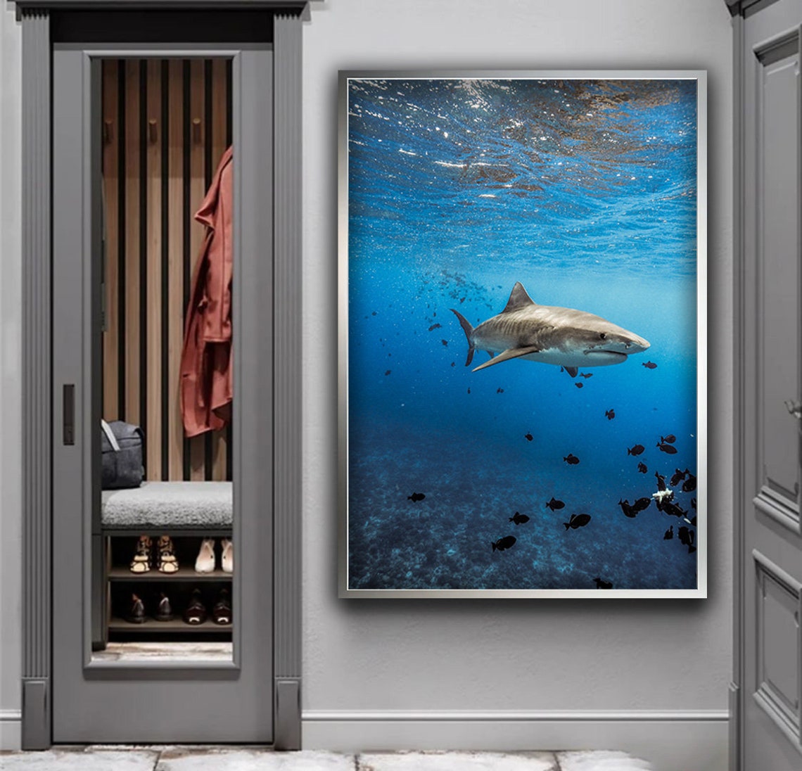 Tiger Shark Underwater Ocean Blue Photography Wild Animal Poster - Image 5