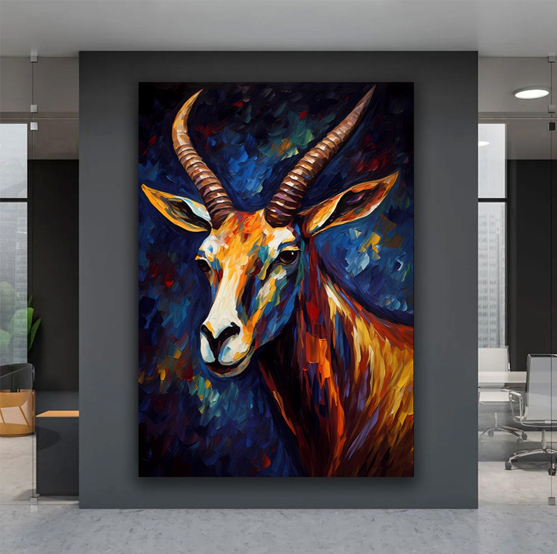 Colorful Antelope Portrait Bold Brushstroke Wildlife Art Poster - Image 5