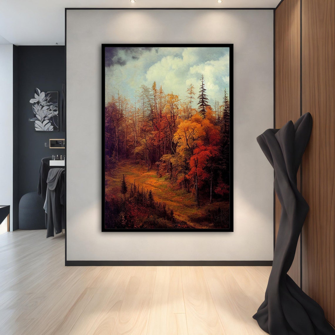 Autumn Forest Golden Foliage Red Orange Trees Landscape Wall Art - Image 4