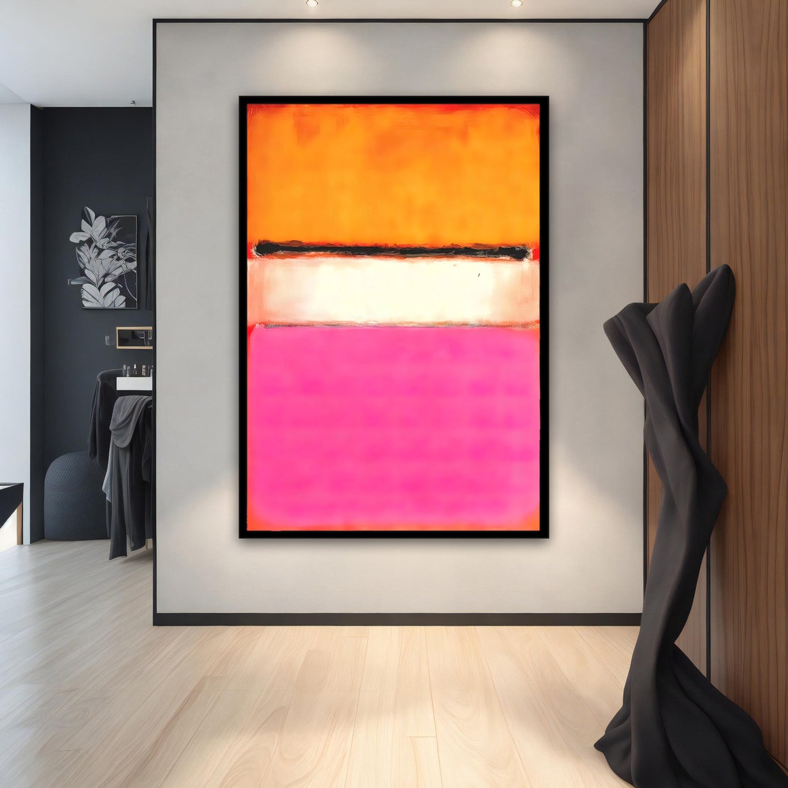 Bright Rothko Style Orange White Hot Pink Color Field Art Poster