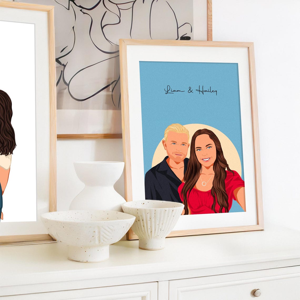 Custom Sweet Couple Faceless Portrait with My Darling Text Poster - Image 3
