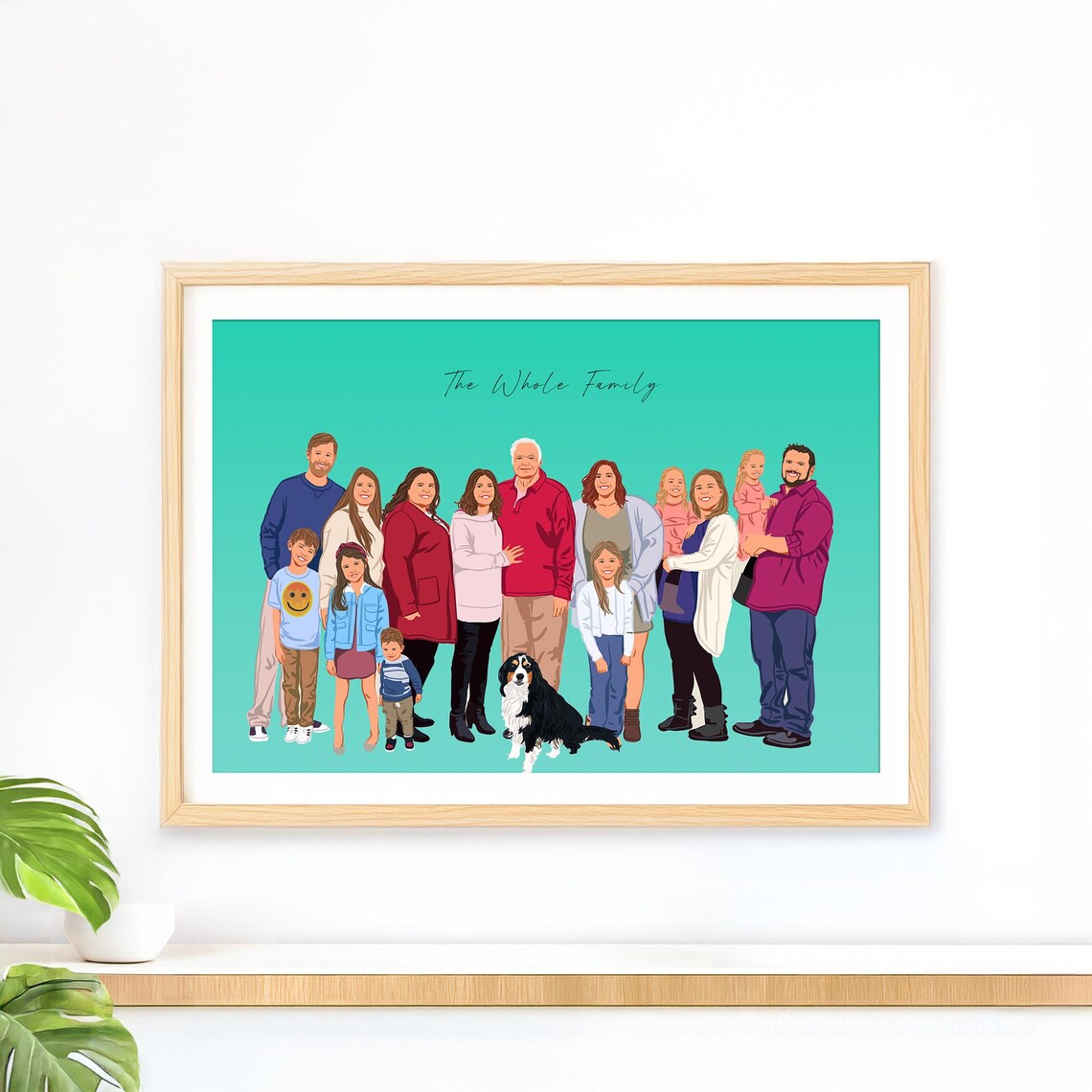 Whole Family Portrait Custom Wall Art, Christmas Gift