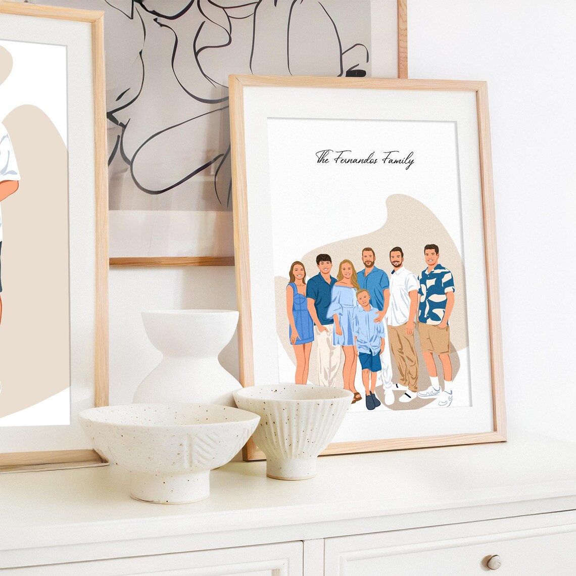 Custom Family Portrait Minimal Faceless Portrait Art Print - Image 3