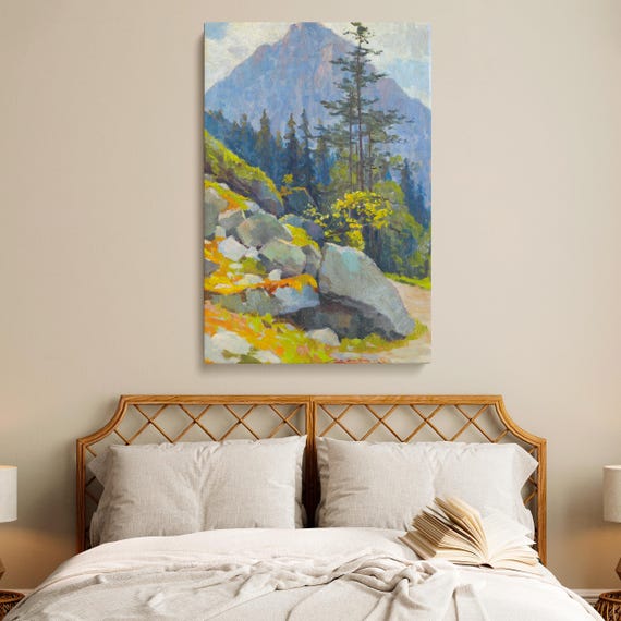 Tatra Motif Wall Art Lajos Csordk Landscape Painting Vintage Mountain Scene Print For Home Office Or Nature Inspired Decor