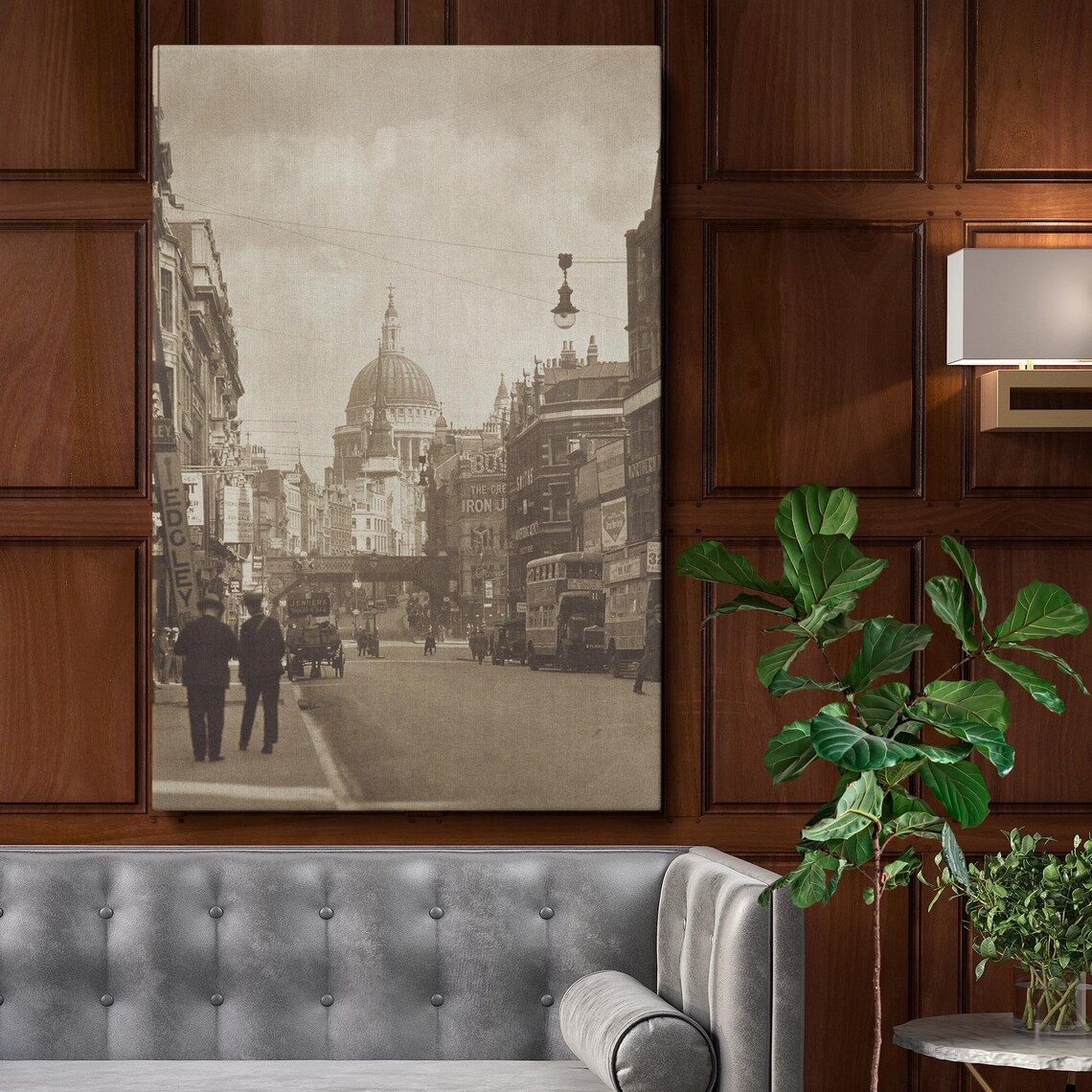 Fleet Street London 1920s Vintage Cityscape, Art Print