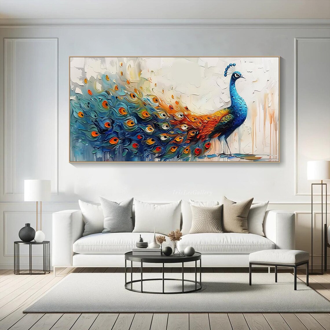 3D Peacock Textured Wall Art, Bird Painting - Image 3