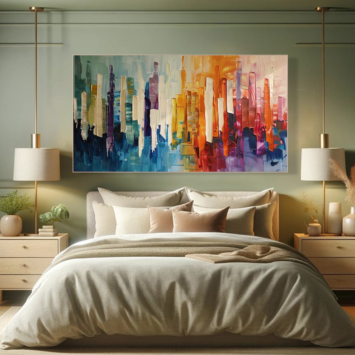 Abstract Colorful Cityscape Skyline Wall Art Print