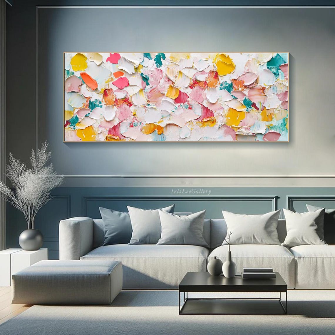 Pastel Petal Palette Knife Abstract Colorful Modern Painting Wall Art - Image 2