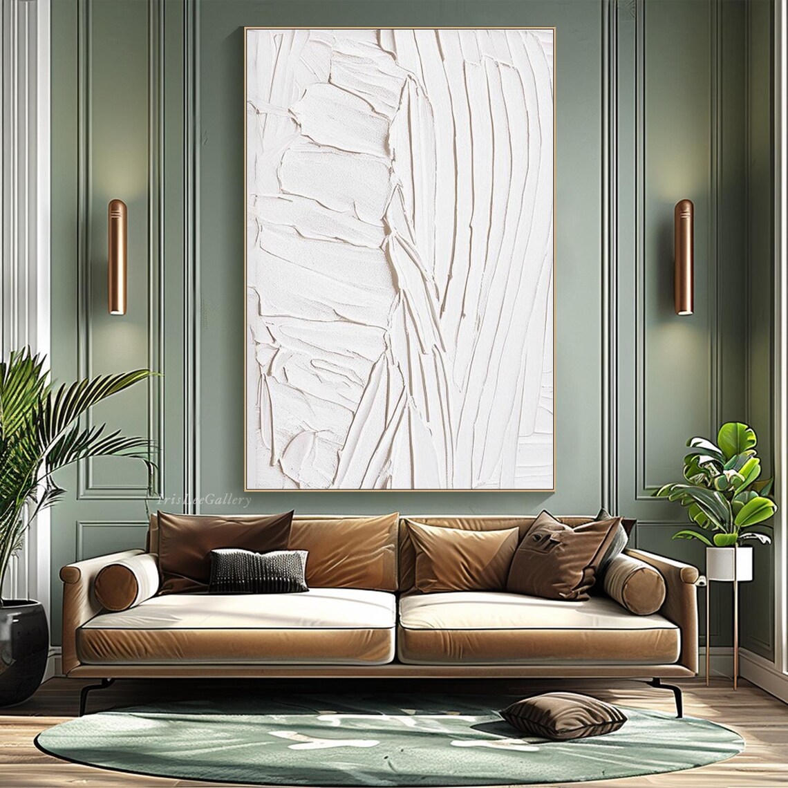 3d Minimalist White Abstract Painting Large Neutral Art Handmade Texture Art Scandinavian Home Decor Impasto Livingroom Wall Art - Image 4