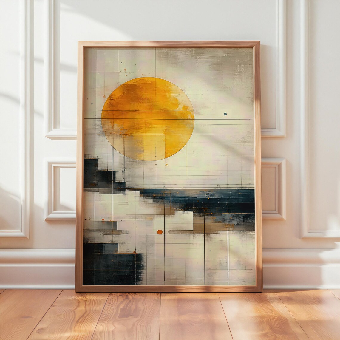 Abstract Sun Wall Art, Minimalist Landscape Art Print