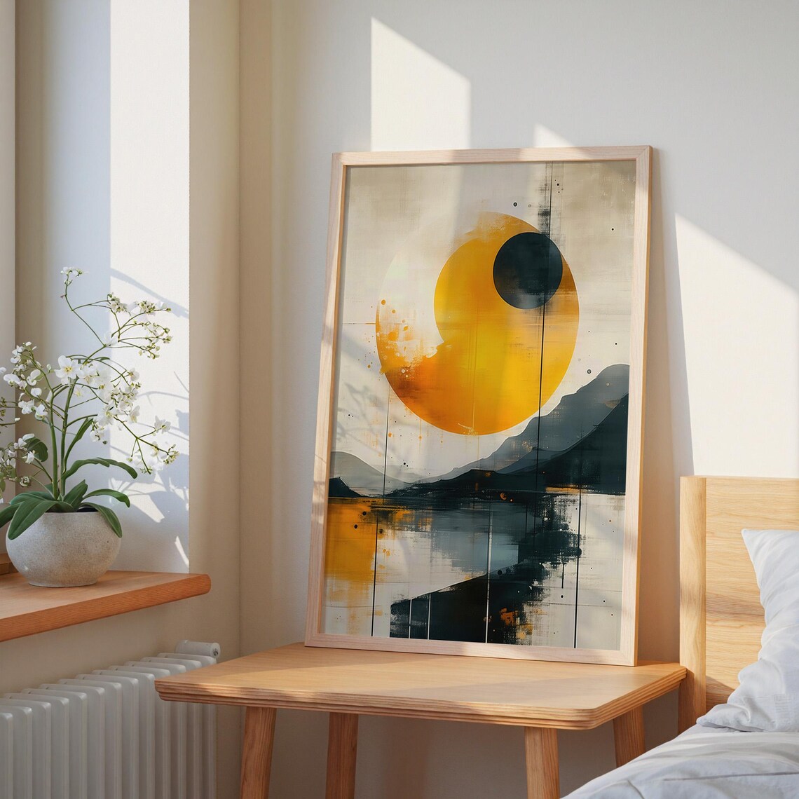 Abstract Solar Eclipse Art Print, Modern Minimalist