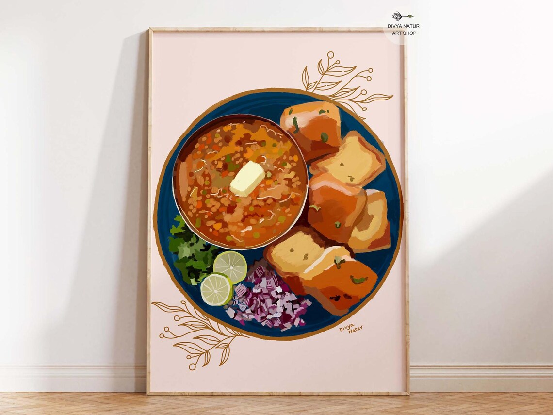 Delicious Pav Bhaji Mumbai Street Food Curry Butter Art Poster