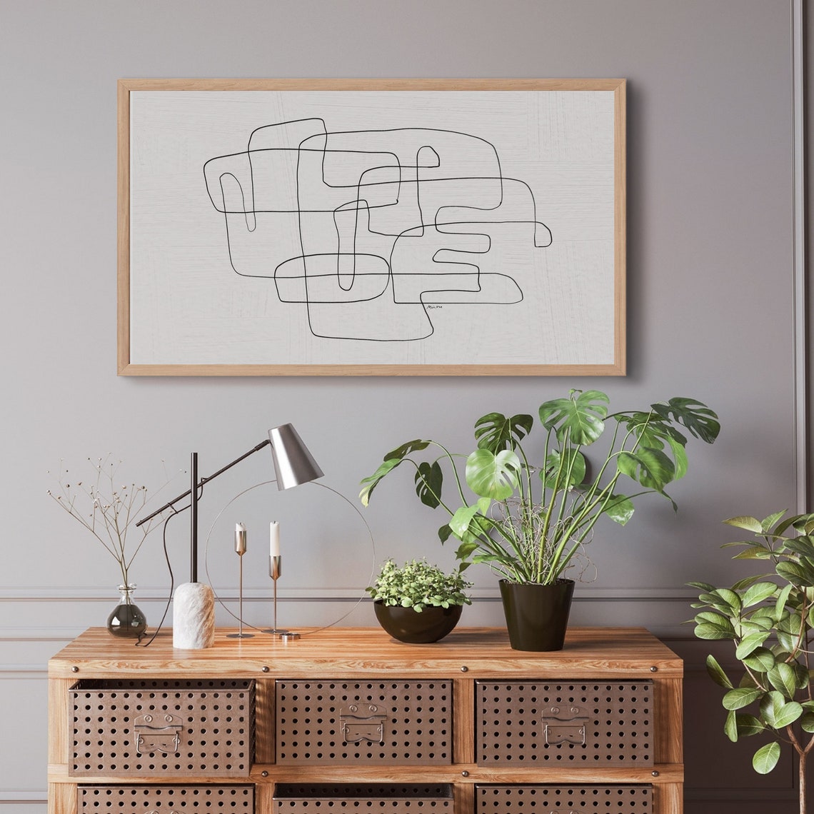Abstract Continuous Line Art Minimalist Modern Framed Decor Poster