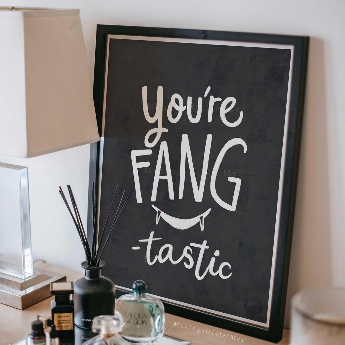 You're Fangtastic Vampire Fangs Halloween Kids Room Quote Poster - Image 3